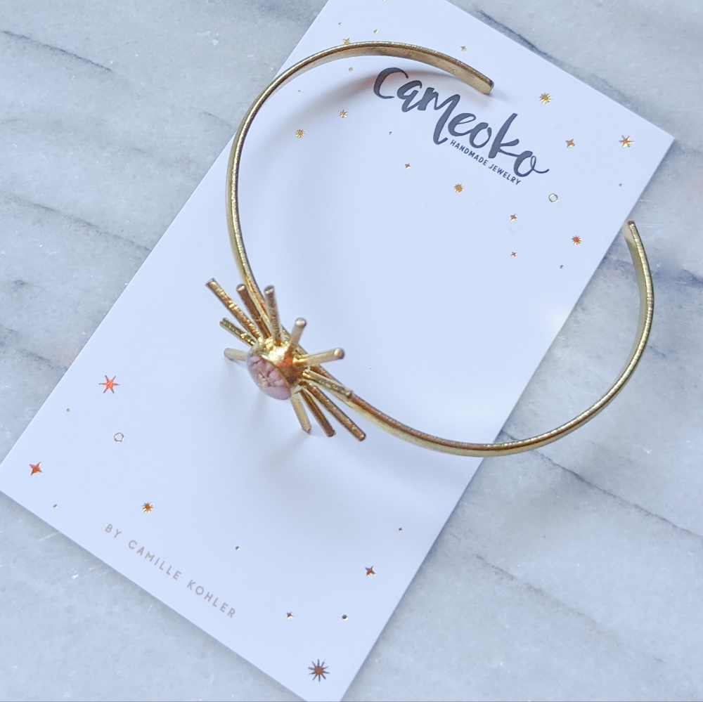 NWT Cameoko Pink Opal and Gold Leaf Sunshine Cuff - Picture 5 of 5